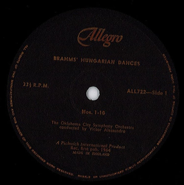 Brahms*, Victor Alessandro, Oklahoma City Symphony Orchestra : Brahms' Hungarian Dances (LP)