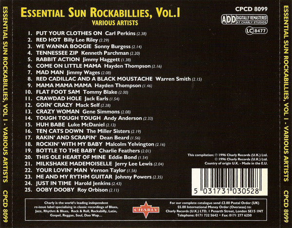 Various : Essential Sun Rockabillies, Vol. 1 (CD, Comp, RM)