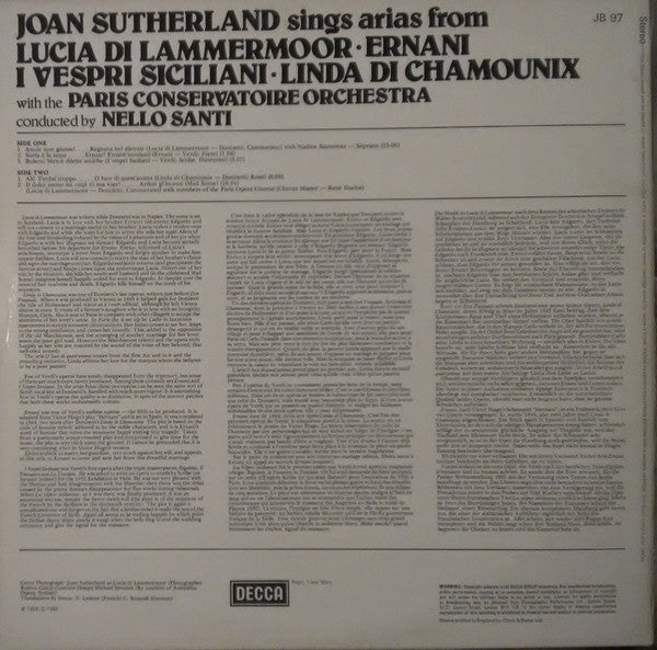 Joan Sutherland : Sings Arias From Lucia di Lammermoor, Ernani, I Vespri Siciliani, Linda Di Chamounix (LP, Album)