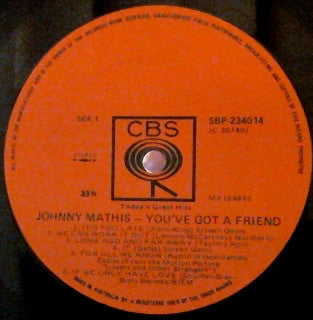 Johnny Mathis : You've Got A Friend (LP, Album)