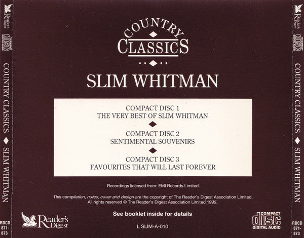 Slim Whitman : Country Classics  (3xCD, Comp)