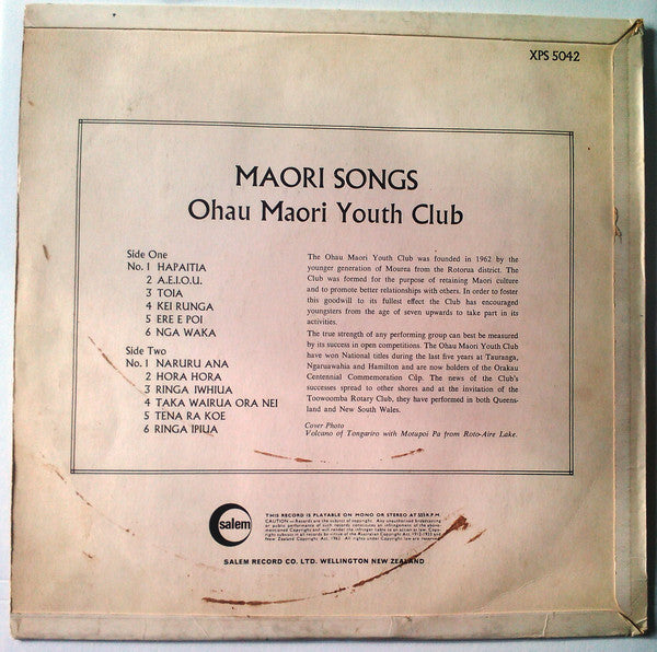 Ohau Maori Youth Club : Maori Songs (LP)