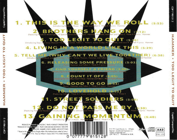 MC Hammer : Too Legit To Quit (CD, Album)