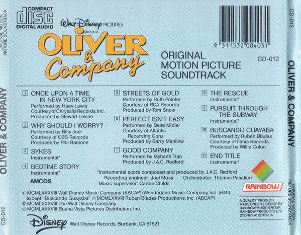 Various : Oliver & Company (Original Motion Picture Soundtrack) (CD, Album)