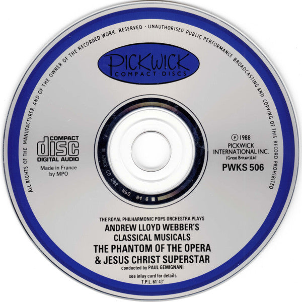 Royal Philharmonic Pops Orchestra Plays Andrew Lloyd Webber : The Phantom Of The Opera & Jesus Christ Superstar (CD, Album, Blu)
