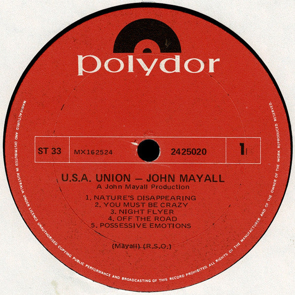 John Mayall : USA Union (LP, Album, Gat)