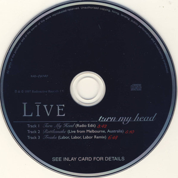 Live : Turn My Head (CD, Single)