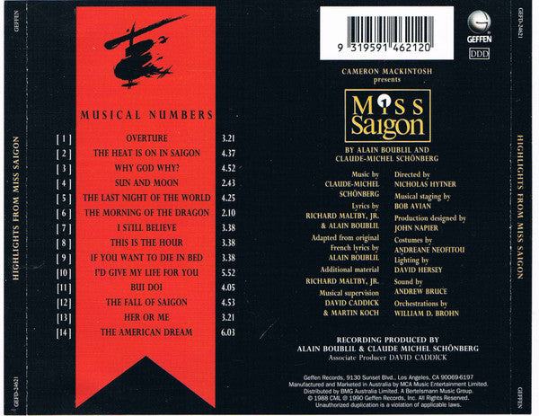 Boublil* & Schönberg* : Highlights From Miss Saigon (CD, Album)