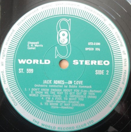 Jack Jones : In Love (LP, Album)