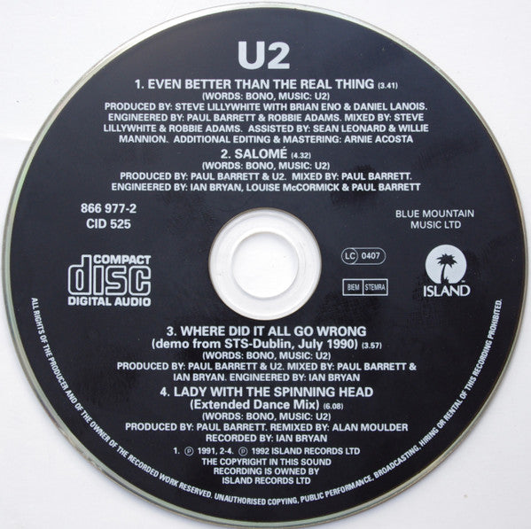 U2 : Even Better Than The Real Thing (CD, Single)