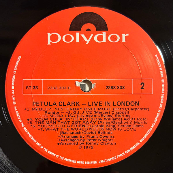 Petula Clark : Live In London (LP, Album)