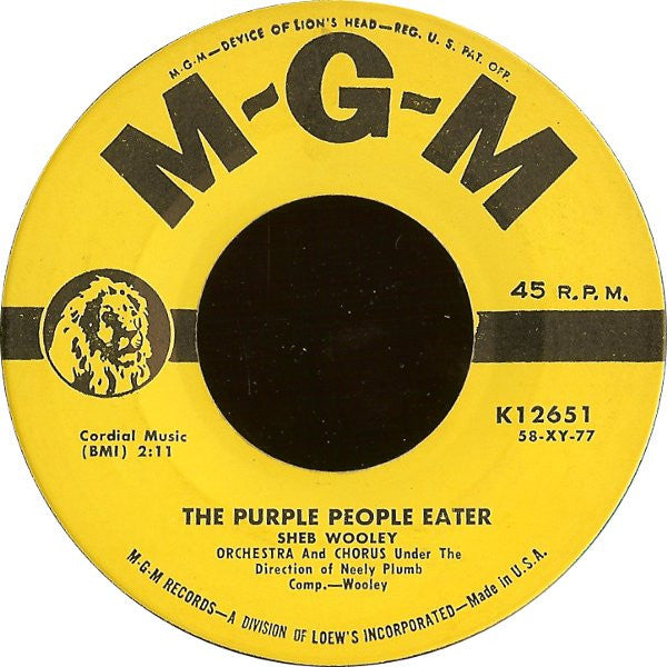 Sheb Wooley : The Purple People Eater (7", Single, MGM)