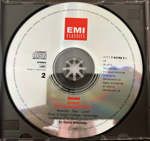 Georg Friedrich Händel - The King's College Choir Of Cambridge : Messiah (2xCD, Album)