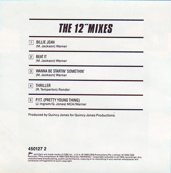 Michael Jackson : The 12" Mixes (CD, Comp, RE)