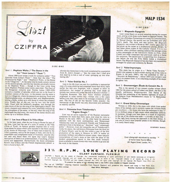 Franz Liszt - Gyorgy Cziffra : Liszt By Cziffra (LP, Album, Mono)