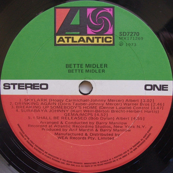 Bette Midler : Bette Midler (LP, Album)