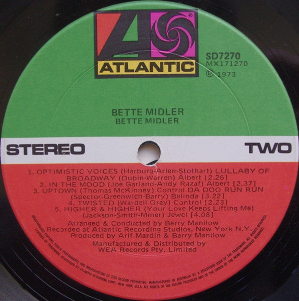 Bette Midler : Bette Midler (LP, Album)