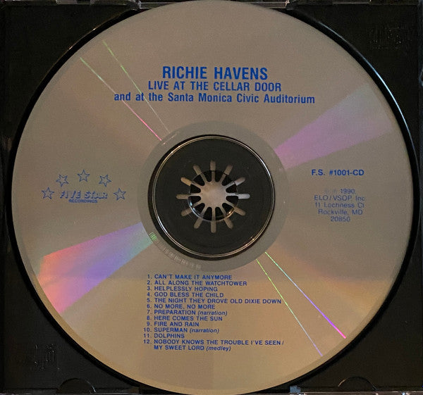 Richie Havens : Live At The Cellar Door And The Santa Monica Civic Auditorium (CD, Album, RE)