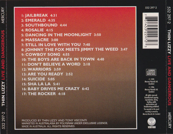 Thin Lizzy : Live And Dangerous (CD, Album, RE)