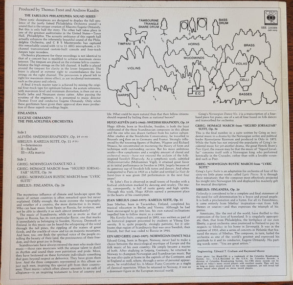 The Philadelphia Orchestra, Eugene Ormandy  / Jean Sibelius, Edvard Grieg, Hugo Alfvén : Finlandia (LP, Album)