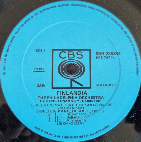 The Philadelphia Orchestra, Eugene Ormandy  / Jean Sibelius, Edvard Grieg, Hugo Alfvén : Finlandia (LP, Album)