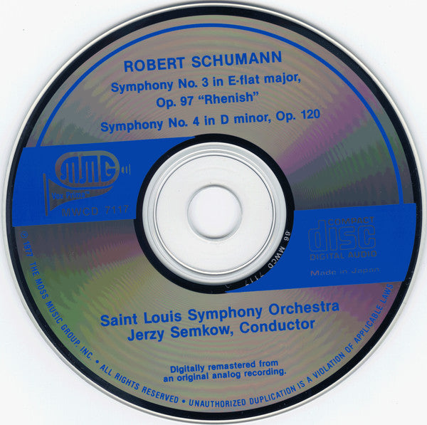 Robert Schumann / Saint Louis Symphony Orchestra, Jerzy Semkow : Symphonies Nos. 3 & 4 (CD, Comp, RM)