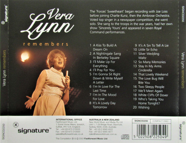 Vera Lynn : Vera Lynn Remembers  (CD, Comp)