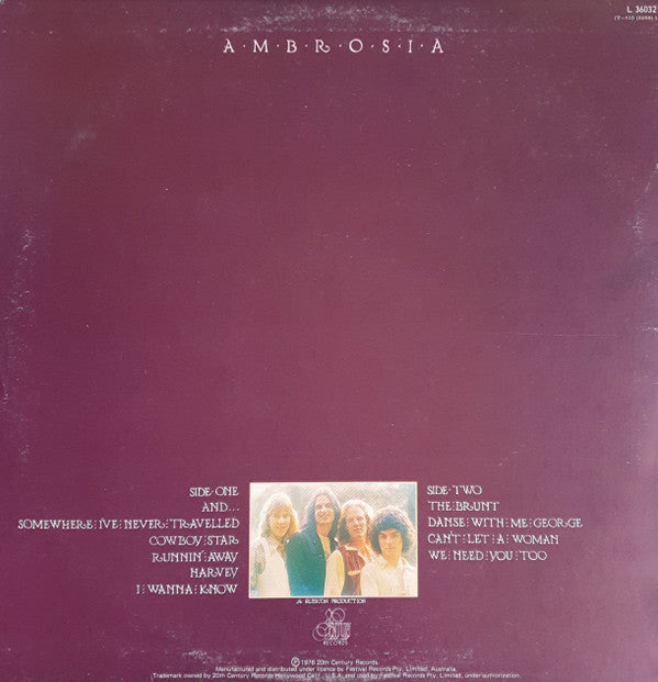 Ambrosia (2) : Somewhere I've Never Travelled (LP, Album)