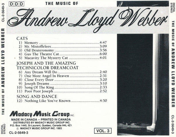 Unknown Artist : The Music Of Andrew Lloyd Webber Vol. 3 (CD)