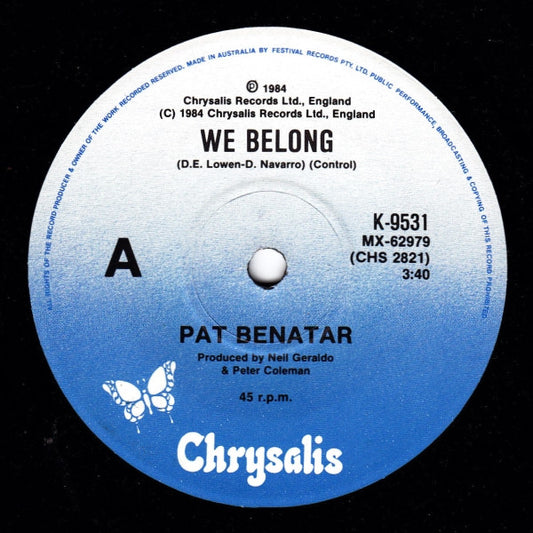 Pat Benatar : We Belong (7", Single)