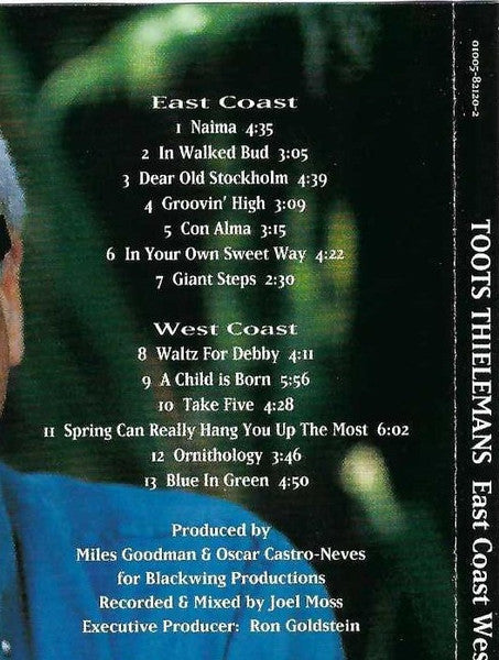 Toots Thielemans : East Coast West Coast (CD, Album, Club)