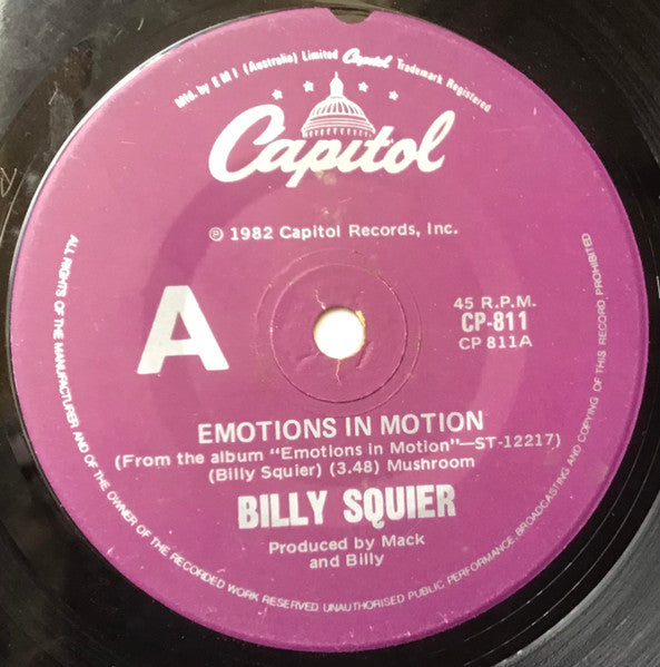 Billy Squier : Emotions In Motion (7", Single)
