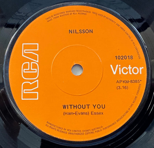 Nilsson* : Without You (7", Single, RE)