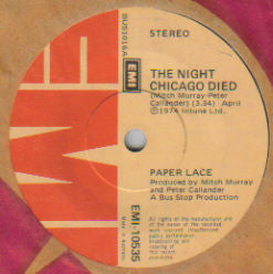 Paper Lace : The Night Chicago Died (7", Single)