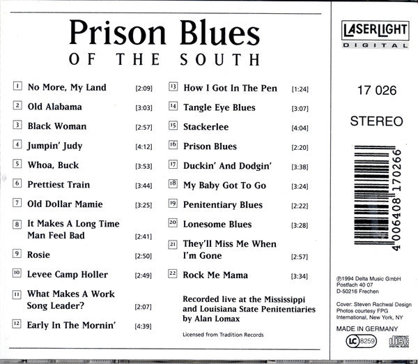 Various : Prison Blues Of The South (CD, RE)
