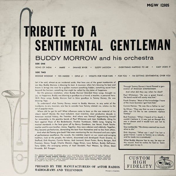 Buddy Morrow And His Orchestra : Tribute To A Sentimental Gentleman (LP, Album, Mono)
