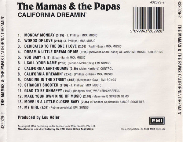 The Mamas & The Papas : California Dreamin' (CD, Comp, RE)