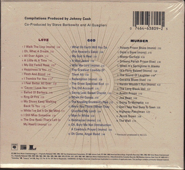Johnny Cash : Love God Murder (3xCD, Comp + Box)
