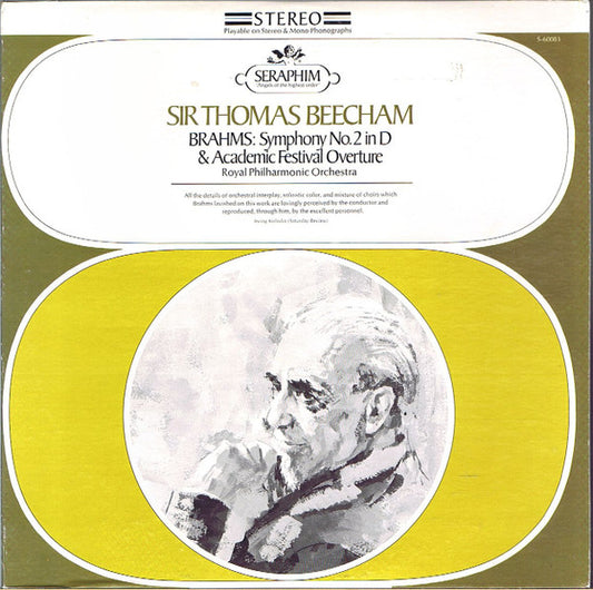 Brahms* / Sir Thomas Beecham, Royal Philharmonic Orchestra : Symphony No. 2 In D / Academic Festival Overture (LP)