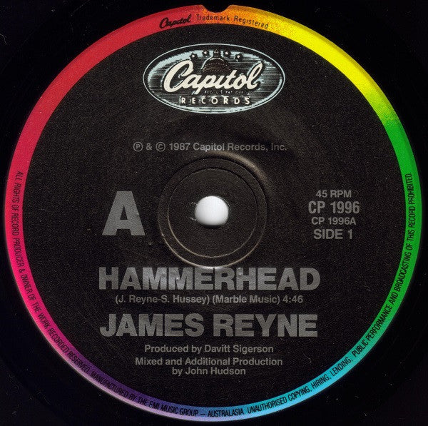 James Reyne : Hammerhead (7", Single)