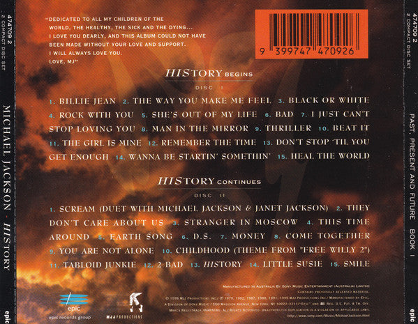 Michael Jackson : HIStory - Past, Present And Future - Book I (2xCD, Album, Comp, Sil)