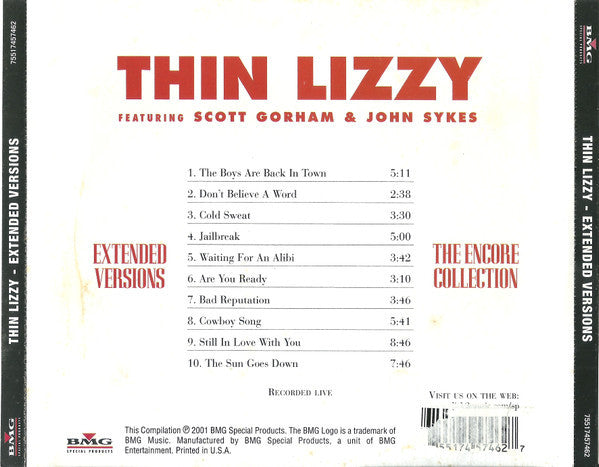 Thin Lizzy Featuring  Scott Gorham & John Sykes : Extended Versions: The Encore Collection (CD, Album)