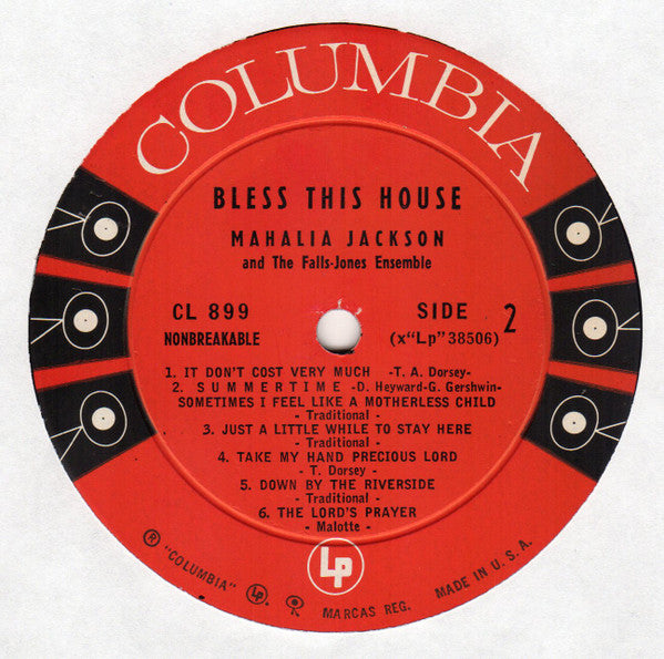 Mahalia Jackson And The Falls-Jones Ensemble : Bless This House (LP, Album, Mono)