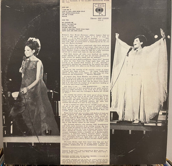 Barbra Streisand : A Happening In Central Park (LP)