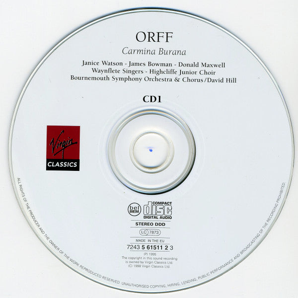 Carl Orff, Gustav Holst, Janice Watson, James Bowman (2), Donald Maxwell, Bournemouth Symphony Orchestra, Bournemouth Symphony Chorus, David Hill, Royal Liverpool Philharmonic Orchestra, Sir Charles Mackerras : Carmina Burana; The Planets (2xCD, Comp)