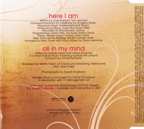 Natalie Gauci : Here I Am (CD, Single)