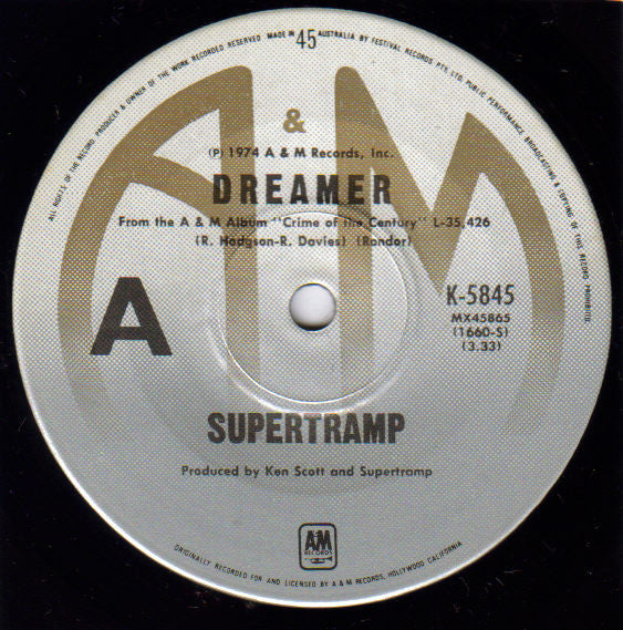 Supertramp : Dreamer (7", Single)