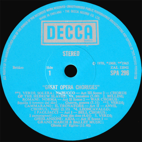 Various : Great Opera Choruses (LP, Comp)