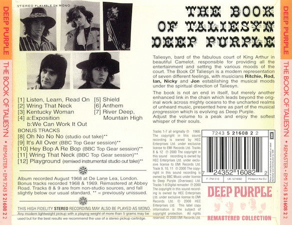 Deep Purple : The Book Of Taliesyn (CD, Album, RE, RM, EMI)