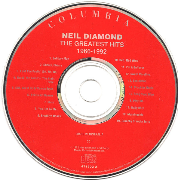 Neil Diamond : The Greatest Hits 1966-1992 (2xCD, Comp, RE)